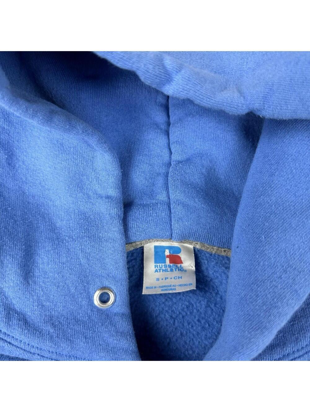 Y2K North Carolina Tar Heels Hoodie Blue Russell Athletic Logo Size S Fleece VTG - Picture 4 of 9
